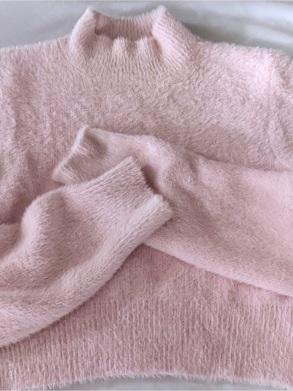 Soft Pink Women's Fuzzy Mock-Neck Sweater